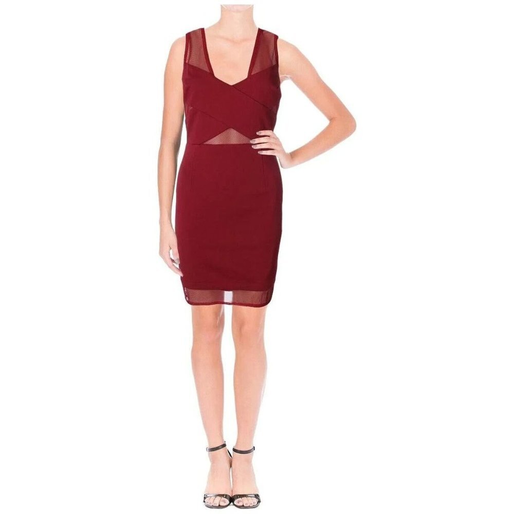 Lucy Paris Dresses Lucy Paris Mesh Cutout Wine‎ Red Sleeveless Dress Size Large